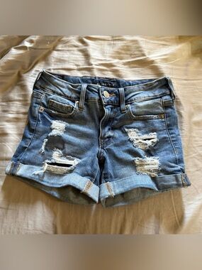 Aeropostale Ripped Light Blue Denim Shorts